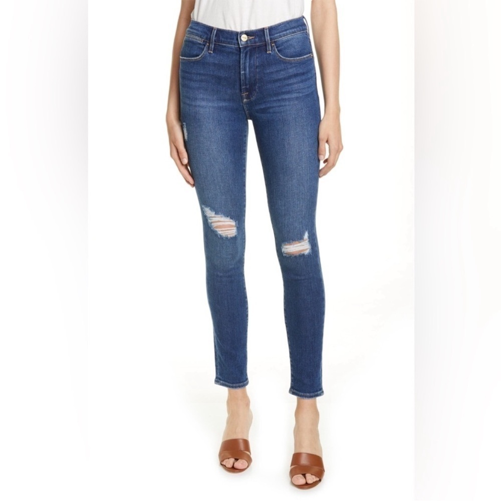 FRAME Denim Le High Skinny Clyde Distressed Stretch Denim mid-rise 26